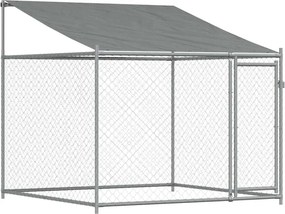 vidaXL Cușcă de câini cu acoperiș și ușă gri, 2x2x2 m, oțel galvanizat