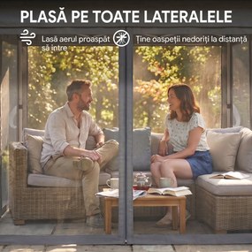 Outsunny Foisor tip pop-up 3 x 3(m),20 lumini LED alimentate de la soare,geanta cu roti, 4 saci de greutate, inaltime reglabila, Gri | Aosom Romania
