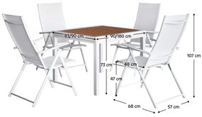 Set mobilier de grădină Numeral (alb + stejar) (pentru 4 persoane). 1116423