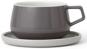 Ceasca pentru ceai cu farfurioara Viva Scandinavia ELLA CLASSIC V79748, 250 ml, Portelan, Gri