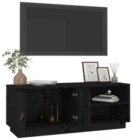 Comoda TV, negru, 105x34x40 cm, lemn masiv de pin Negru, 1