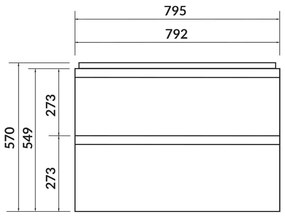 Dulap baie suspendat Cersanit Moduo Slim 80 pentru lavoar incastrabil, alb 800x570 mm, Alb