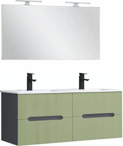 Trent Mobilier de baie 120 cm lavoar ceramic cu oglindă 60x120 cm gri antracit-verde fistic