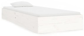 820063 vidaXL Cadru de pat mic single, alb, 75x190 cm, lemn masiv