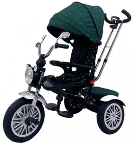 Tricicleta tip moto cu far, pozitie de somn si scaun rotativ, Verde- TMR-49-verde