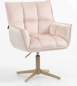 HR560CROSS Scaun Catifea Roz Pudra cu Bază Crem