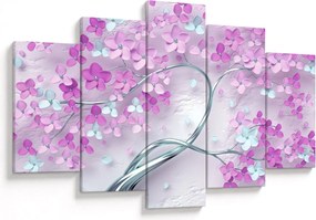 Tablouri cu flori pe trunchi argintiu - abstract (150x105 cm)