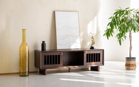 Comodă TV lemn masiv nuc Cooper, 160 × 42,5 × 53 cm