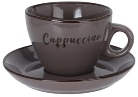 Set of 4 stoneware cups with saucers Cappuccino220 ml, mix of colours