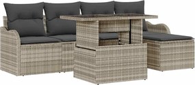vidaXL Set de Locuri pentru Exterior 6 pcs Gri deschis Rattan poli