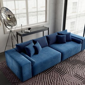 Canapea extensibilă dumonde cu ladă de depozitare si sezut confortabil din spuma high-density, Marbela Zoom Blue XXL 295x100 cm