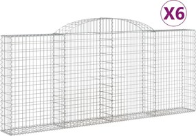 vidaXL Coșuri gabion arcuite 6 buc, 300x30x120/140 cm, fier galvanizat