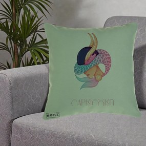 Perna Personalizata Zodiac Capricorn Cowgirl, 40x40 cm, Verde, Husa Detasabila, Perna Inclusa, BEKZ®