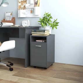 803055 vidaXL Dulap lateral cu roți, gri extralucios, 33x38x60 cm, PAL