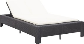 vidaXL Șezlong de 2 persoane cu pernă, negru, poliratan