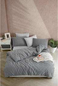 Set lenjerie pat 670TBH2122, bumbac/poliester, gri, 100x200 cm, cu hus