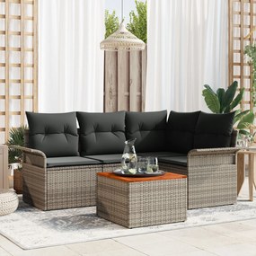vidaXL Set de canapele pentru grădină 5 pcs Gri Rattan poli