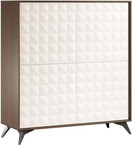 Comodă lemn masiv nuc Zion Crem-, 113 × 43 × 125 cm