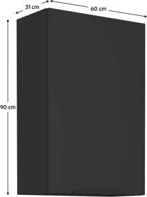 Dulap de sus, negru, SIBER 60 G-90 1F