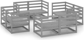 vidaXL Set mobilier de grădină, 8 piese, gri, lemn masiv de pin