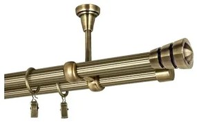 Galerie dubla Corso, prindere tavan, teava striata, grosime 19mm, aur antic, (Alege marime: 120 cm)