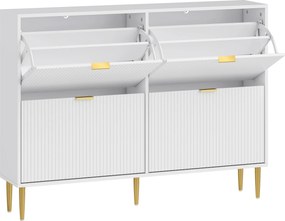 HOMCOM Dulap de pantofi pentru 20 de perechi de pantofi cu 4 sertare rabatabile Alb | Aosom Romania