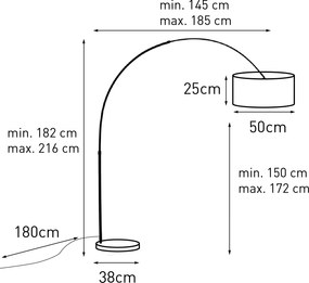 Lampă cu arc din oțel cu abajur verde mușchi 50/50/25 - XXL