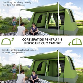 Outsunny Cort pentru Camping cu Veranda 8 Persoane 405×305×225cm | Aosom Romania