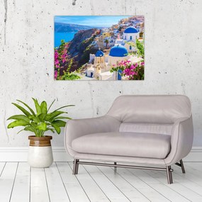 Tablou pe sticlă - Santorini, Grecia (70x50 cm)