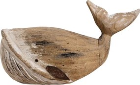 Decorațiune balenă din lemn de paulownia, H20,5 cm