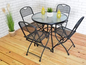 Masă de grădină ZWMT Ø 80 cm metal cu blat din sticlă