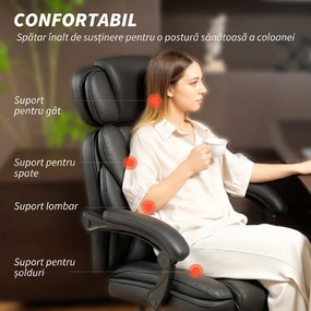 HOMCOM Scaun de Birou din Piele PU cu Suport pentru Picioare, Tetieră și Suport Lombar | Aosom Romania