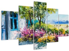 Tablou - Grădina din fața casei, pictură în ulei (150x105 cm)