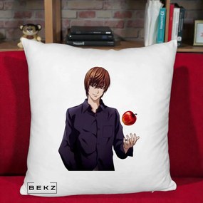 Perna Personalizata Death Note Light Yagami cu Mar, 40x40 cm, Alb Pufos, Husa Detasabila, Perna Inclusa, BEKZ®