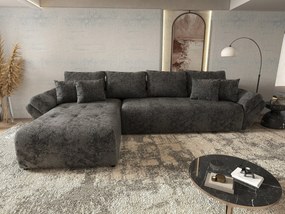 Colțar extensibil dumonde cu ladă de depozitare si sezut confortabil din spuma high-density, Berlin XL Euphoria Negru 350x185 cm