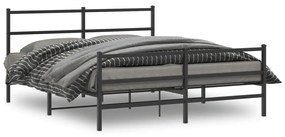 355385 vidaXL Cadru pat metalic cu tăblie de cap/picioare , negru, 150x200 cm