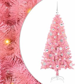 vidaXL Brad de Crăciun cu 150 LED cu suport Roz 150 cm PVC
