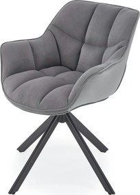 Scaun rotativ K610, gri/negru, stofa catifelata/metal, 65x64x79 cm