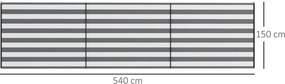Outsunny Paravan de Plajă Pliabil din Poliester 540x150 cm Gri | Aosom Romania