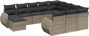 vidaXL Set canapele de grădină cu perne, 11 piese, gri, poliratan