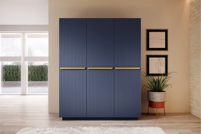 Dulap Nicole 150 cm - MDF albastru marin / mânere aurii
