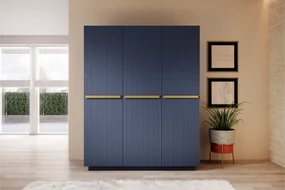Dulap Nicole 150 cm - MDF albastru marin / mânere aurii