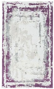 60x130 cm Covor premium Oslo, 70% Polyester și 30% Polipropilenă, Design Modern, Gri/Mov, Densitate 2500 gr/m2