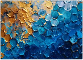 Tablou - Pictura albastru-auriu (70x50 cm)