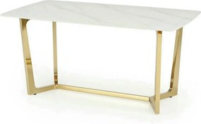 Masa CLEMENTE, alb/auriu, ceramica/metal, 160x90x76 cm