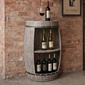 Raft Butoi suport pentru sticle Bodega 80cm pin natur