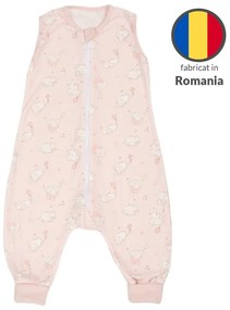 Sac dormit copii de vara din bumbac cu picioare 6-18 luni Kidizi Elefun Pink, 0.5 tog, mansete transformabile in soseta