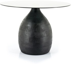 Masuta de cafea rotunda din lemn de mango si sticla Bond 60x60x42 cm neagra
