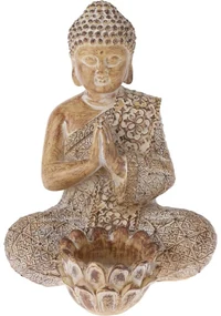 Decorație de grădină Buddha pentru lumânare deceai, 14 x 19 x 13 cm, nisip
