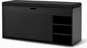 Dulap pentru pantofi cu loc de șezut și rafturi retractabile GRADIA, 100 x 34 x 50 cm, negru